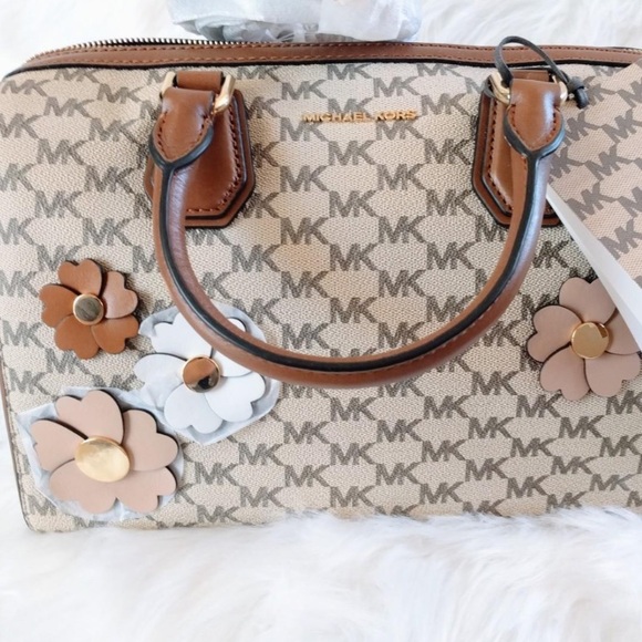 Monogram Floral Appliqué Satchel Mercier - Picture 3 of 16